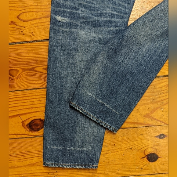 MOUSSY Vintage Distressed Kelley Tapered Leg Mid Rise Button Fly Jeans - Picture 6 of 8